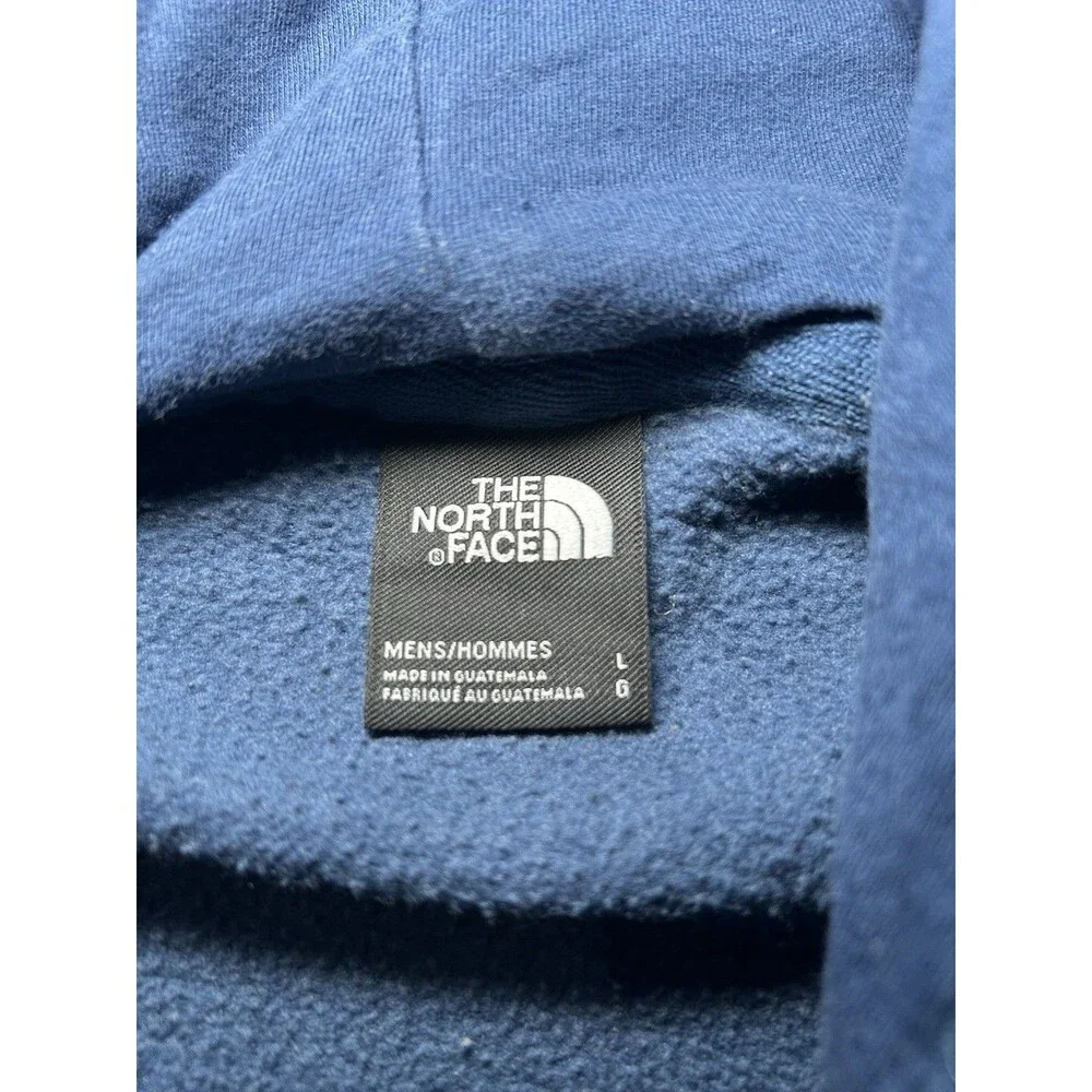 The North Face blue hoodie men's L black screen-printed logo, Gorpcore